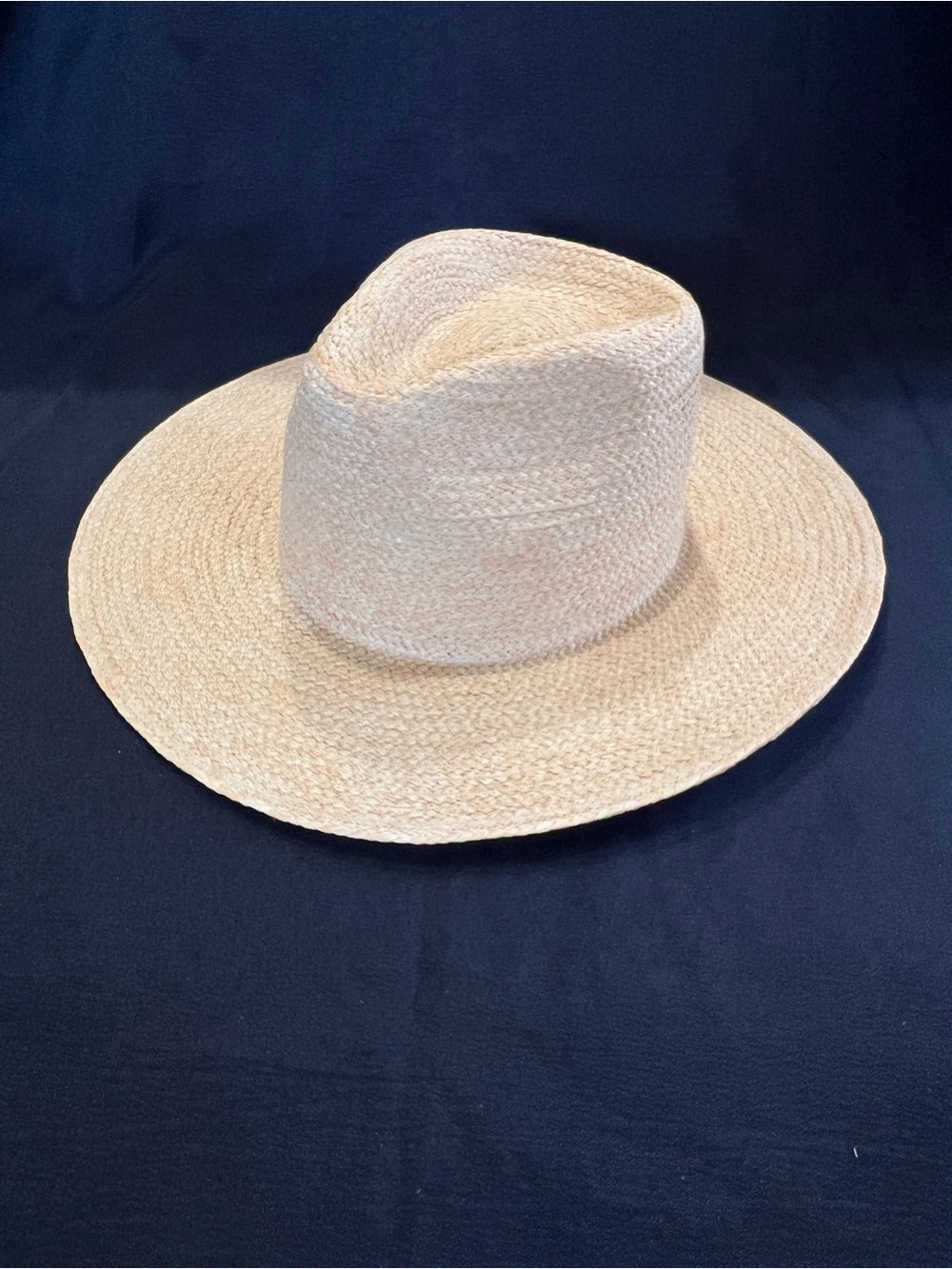 Straw Wide-Brim Fedora Hat in Natural